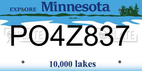 PO4Z837 Minnesota License Plate