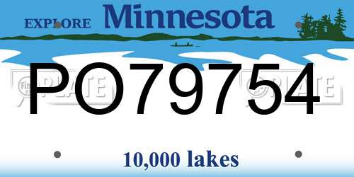 PO79754 Minnesota License Plate