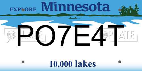 PO7E4T Minnesota License Plate