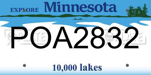 POA2832 Minnesota License Plate