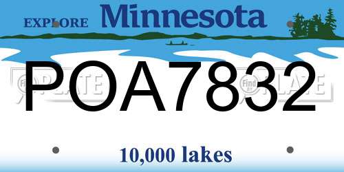 POA7832 Minnesota License Plate