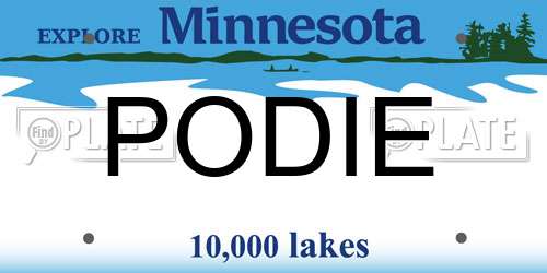 PODIE Minnesota License Plate