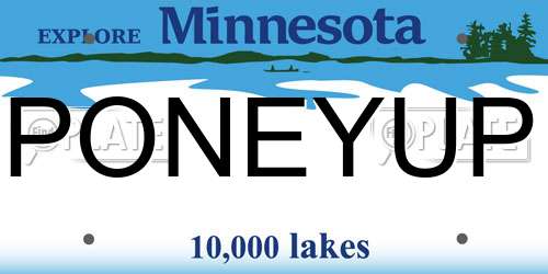 PONEYUP Minnesota License Plate
