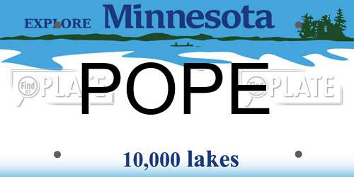 POPE Minnesota License Plate