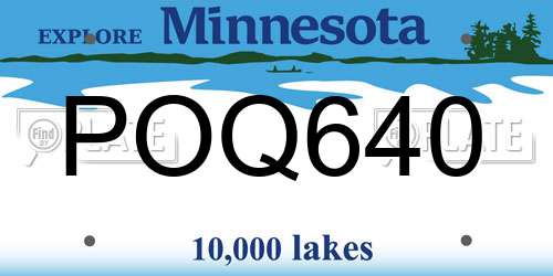 POQ640 Minnesota License Plate