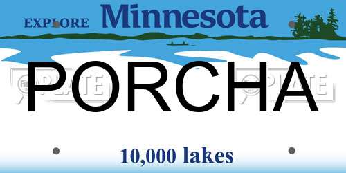 PORCHA Minnesota License Plate
