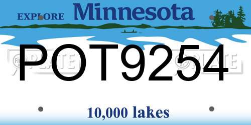 POT9254 Minnesota License Plate