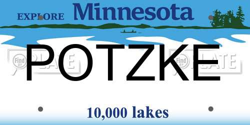 POTZKE Minnesota License Plate