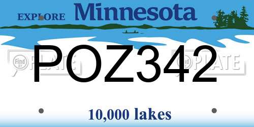 POZ342 Minnesota License Plate
