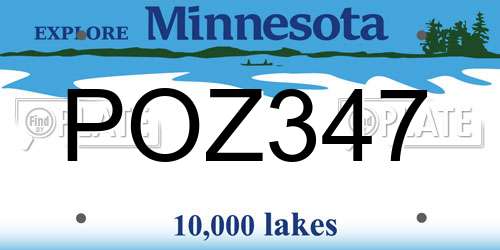 POZ347 Minnesota License Plate