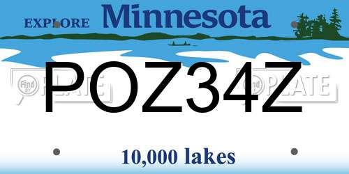 POZ34Z Minnesota License Plate