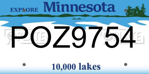 POZ9754 Minnesota License Plate