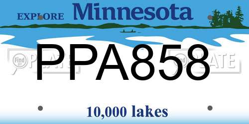 PPA858 Minnesota License Plate