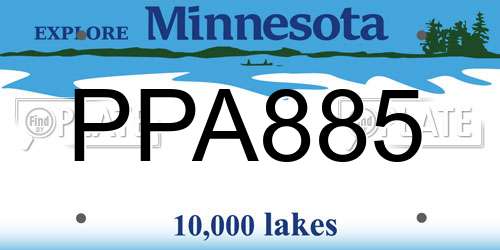 PPA885 Minnesota License Plate