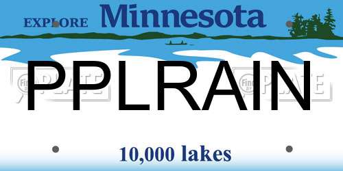 PPLRAIN Minnesota License Plate