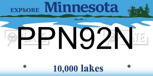 PPN92N Minnesota License Plate
