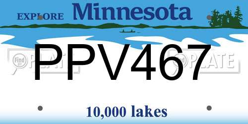 PPV467 Minnesota License Plate