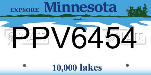 PPV6454 Minnesota License Plate