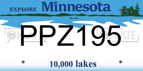 PPZ195 Minnesota License Plate
