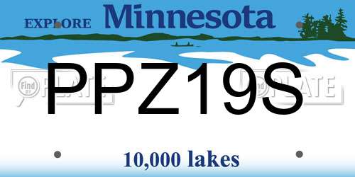 PPZ19S Minnesota License Plate