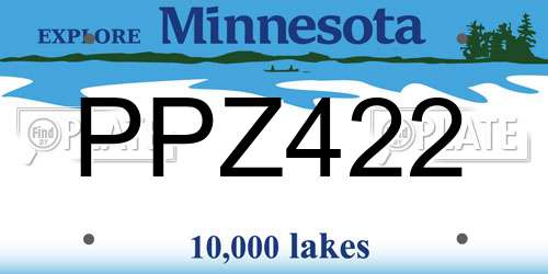 PPZ422 Minnesota License Plate