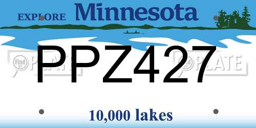 PPZ427 Minnesota License Plate