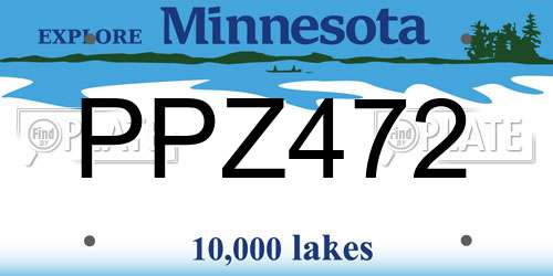 PPZ472 Minnesota License Plate