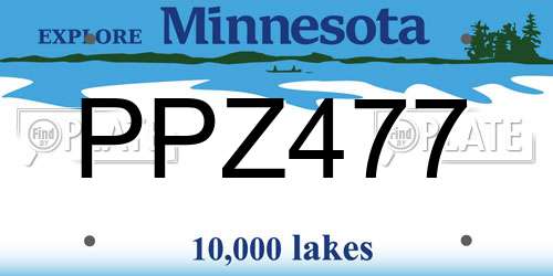 PPZ477 Minnesota License Plate