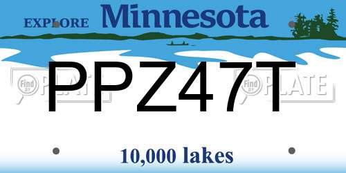 PPZ47T Minnesota License Plate