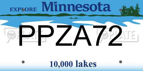 PPZA72 Minnesota License Plate