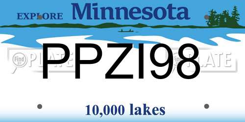 PPZI98 Minnesota License Plate