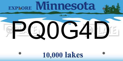 PQ0G4D Minnesota License Plate