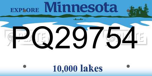 PQ29754 Minnesota License Plate