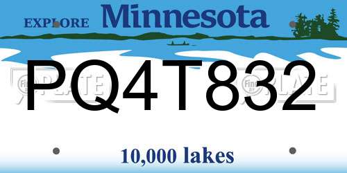 PQ4T832 Minnesota License Plate