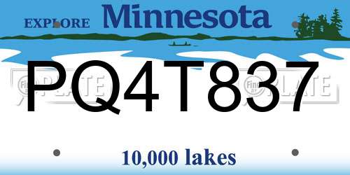 PQ4T837 Minnesota License Plate