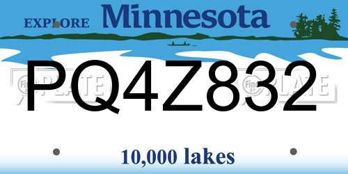 PQ4Z832 Minnesota License Plate