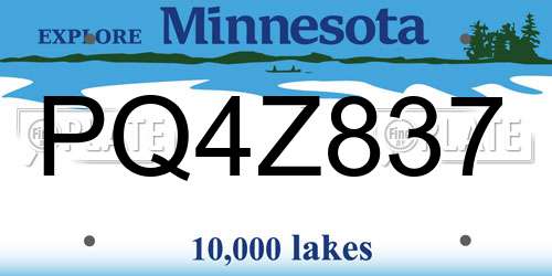 PQ4Z837 Minnesota License Plate