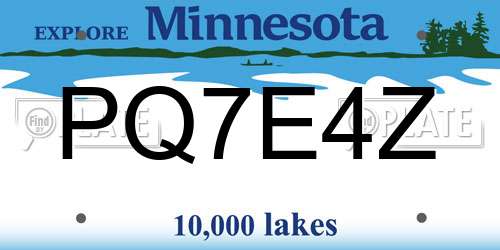 PQ7E4Z Minnesota License Plate