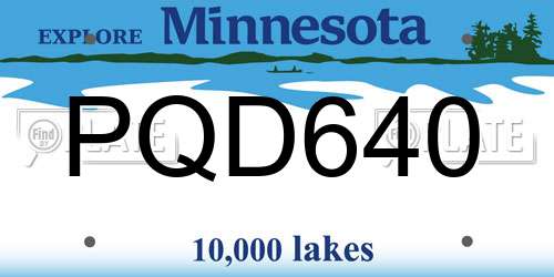 PQD640 Minnesota License Plate