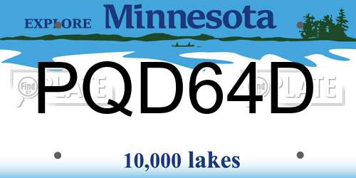 PQD64D Minnesota License Plate