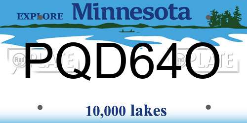 PQD64O Minnesota License Plate