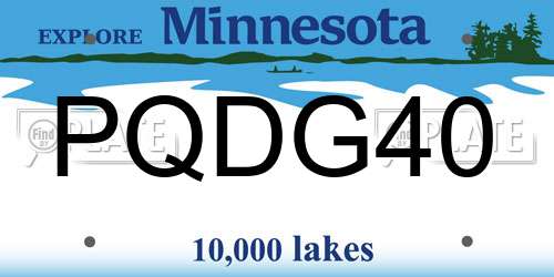 PQDG40 Minnesota License Plate