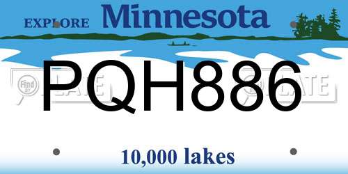 PQH886 Minnesota License Plate