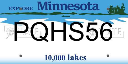 PQHS56 Minnesota License Plate