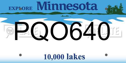 PQO640 Minnesota License Plate