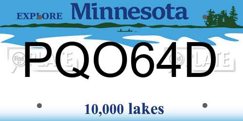 PQO64D Minnesota License Plate