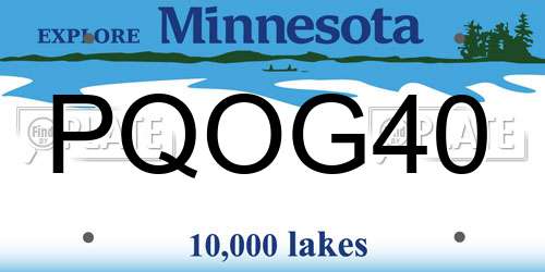 PQOG40 Minnesota License Plate