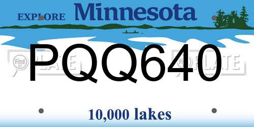 PQQ640 Minnesota License Plate