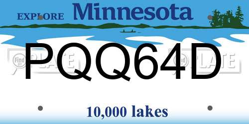 PQQ64D Minnesota License Plate