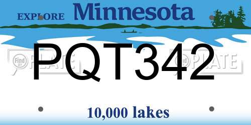 PQT342 Minnesota License Plate